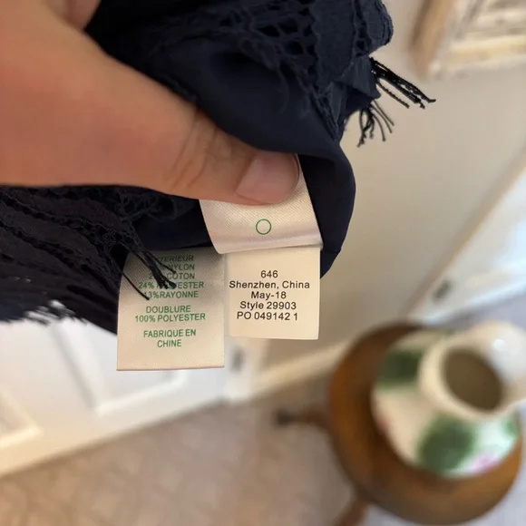 Lilly Pulitzer Kayleigh Shift Dress True Navy Blue Fern Gallery Bow Lace 12 Sun - Picture 9 of 11